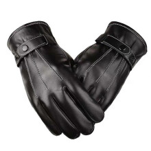 1 Pair Men Touchscreen Gloves Solid Color Wear Resistant Windproof Thickened Plush Insulated Winter