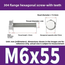 (Style30)Pernos de brida antideslizantes de acero inoxidable con dientes para mantenimiento de equipos mecánicos y