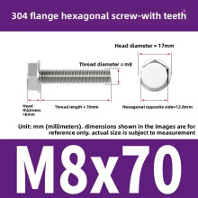 (Style46)Pernos de brida antideslizantes de acero inoxidable con dientes para mantenimiento de equipos mecánicos y