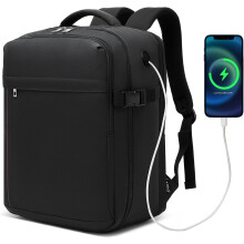 Kono Sac à dos pour bagage cabine, 40x30x20cm, Noir, Imperméable, Compartiment ordinateur 15,6 pouces
