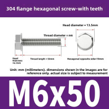 (Style29)Pernos de brida antideslizantes de acero inoxidable con dientes para mantenimiento de equipos mecánicos y