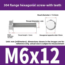 (Style20)Pernos de brida antideslizantes de acero inoxidable con dientes para mantenimiento de equipos mecánicos y