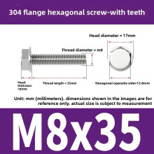 (Style39)Pernos de brida antideslizantes de acero inoxidable con dientes para mantenimiento de equipos mecánicos y