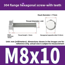 (Style35)Pernos de brida antideslizantes de acero inoxidable con dientes para mantenimiento de equipos mecánicos y