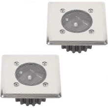 Set of 2 Solar LED Recessed Ground Spotlights-IP44- Square-8.5 x 8.5 cm