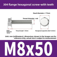 (Style42)Pernos de brida antideslizantes de acero inoxidable con dientes para mantenimiento de equipos mecánicos y