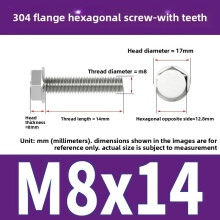 (Style37)Pernos de brida antideslizantes de acero inoxidable con dientes para mantenimiento de equipos mecánicos y