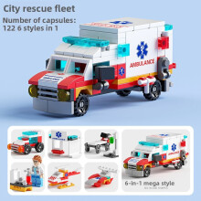(Ambulance)6 In 1 City Car Series Building Block Children Educational Toy For Gift Fashion