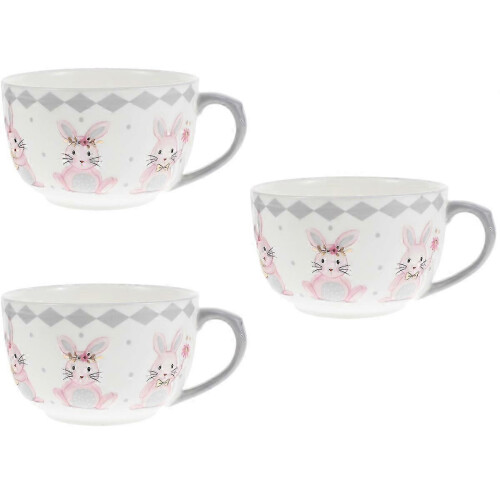 Creative Easter Rabbit Ceramic Bowl for Soup Serving 3Pcs 2