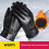 1 Pair Men Touchscreen Gloves Solid Color Wear Resistant Windproof Thickened Plush Insulated Winter 3