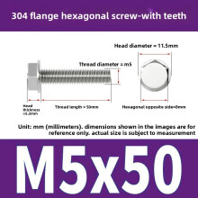 (Style17)Nonslip Stainless Steel Flange Bolts With Teeth For Mechanical Equipment Maintenance And