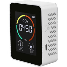 CO2 Detector, 3 in 1 Ambient Temperature and Humidity Tester, CO2 Monitor with Display for Home, Office, Warehouse (White)