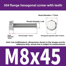 (Style41)Nonslip Stainless Steel Flange Bolts With Teeth For Mechanical Equipment Maintenance And