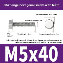 (Style15)Nonslip Stainless Steel Flange Bolts With Teeth For Mechanical Equipment Maintenance And