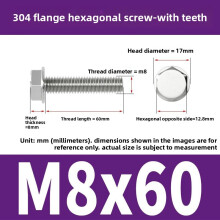 (Style44)Nonslip Stainless Steel Flange Bolts With Teeth For Mechanical Equipment Maintenance And