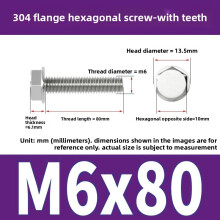 (Style33)Nonslip Stainless Steel Flange Bolts With Teeth For Mechanical Equipment Maintenance And