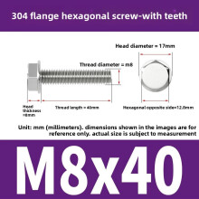 (Style40)Nonslip Stainless Steel Flange Bolts With Teeth For Mechanical Equipment Maintenance And