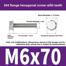 (Style32)Nonslip Stainless Steel Flange Bolts With Teeth For Mechanical Equipment Maintenance And
