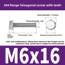 (Style22)Nonslip Stainless Steel Flange Bolts With Teeth For Mechanical Equipment Maintenance And