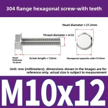 (Style50)Nonslip Stainless Steel Flange Bolts With Teeth For Mechanical Equipment Maintenance And