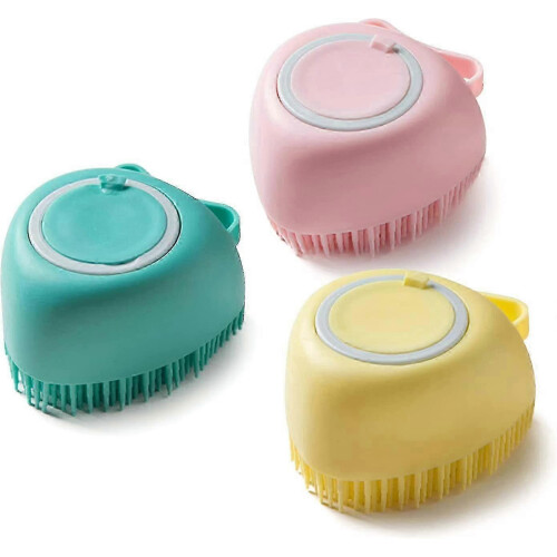 3pcs Silicone Body Brush Scrubber With Dispenser