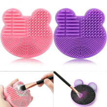 2 Pack Makeup Brush Cleaning Mat With Color Removal Sponge, 2 In 1 Design Silicone Cleaner Pad For Dry Brush Color Switch And Wet Cleaning