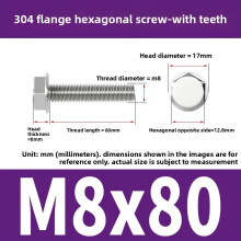 (Style47)Nonslip Stainless Steel Flange Bolts With Teeth For Mechanical Equipment Maintenance And