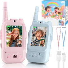 Kids Video Walkie Talkies 2 Pack, 300M Range, Rechargeable