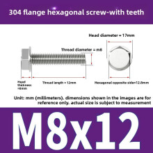 (Style36)Nonslip Stainless Steel Flange Bolts With Teeth For Mechanical Equipment Maintenance And