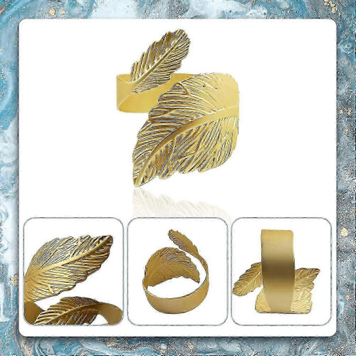 12PCS Gold Leaf Shape Napkin Rings for Table Setting 2