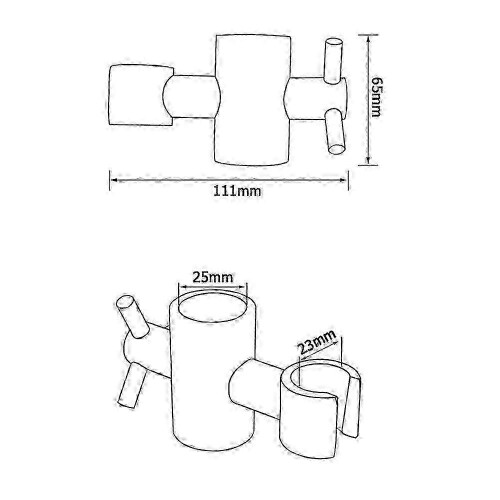 Solid Brass Replacement 25mm Hand Held Shower Bracket for Slider Height and Angle Adjustable Sprayer Holder on Slide Bar, Chrome 1