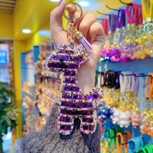 (Purple) Keychain Giraffe Shape Pendant Gift For Women And Ornament Fashion Girls