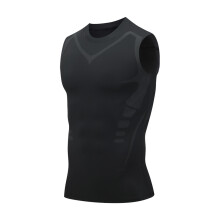 Gilet de compression pour homme, débardeur sculptant minceur en soie de glace, Noir, Taille M