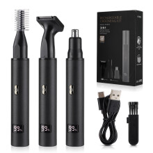 Tondeuse à poils de nez et sourcils 3 en 1 RF-8015, imperméable, rechargeable par USB Type-C, noir