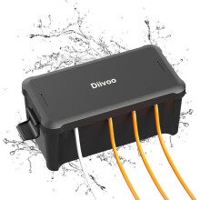 Diivoo wasserdichte elektrische Anschlussbox, IPX4, 4 Kabeleinführungen, Schwarz, für Garten und Außenbereich