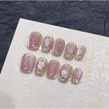 (Short, XS) Bulb Nail Artificial Cat Eye Manicure Wearable Nails Removable And Reusable