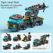 (Tiger Police)Série Voiture de Ville 6 en 1 Bloc de Construction Enfants Jouet Éducatif pour Mode Cadeau
