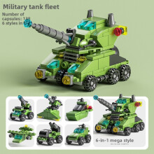 (Military Tank)Série Voiture de Ville 6 en 1 Bloc de Construction Enfants Jouet Éducatif pour Mode Cadeau