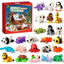 (3D PrintA)Animal Christmas Countdown Calendar Blind Box Toys For Sensory Emotional Development