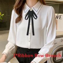 (StyleD)College Style Satin Bow Tie Pin With Alloy Butterfly Design For Women Graduation Accessories