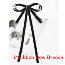 (StyleA)College Style Satin Bow Tie Pin With Alloy Butterfly Design For Women Graduation Accessories