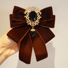 (BrownVelvet)Jk Neck Bow Tie With Striped Flower Pattern For Formal Wear Giftgiving And