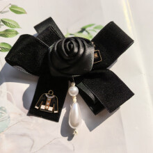 (BlackRosePin)Moderne Perlen Blumen Pin mit Schmetterling Knoten Design für Erwachsene formelle Kleidung