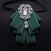 (Green)Herren Luxus Anzug Accessoire mit mehrlagiger Fliege und Kragennadel für Hochzeit und Events Business