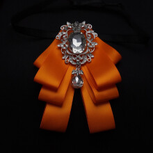 (OrangeWhite)Herren Luxus Anzug Accessoire mit mehrlagiger Fliege und Kragennadel für Hochzeit und Events Business