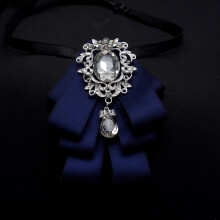 (Blue)Herren Luxus Anzug Accessoire mit mehrlagiger Fliege und Kragennadel für Hochzeit und Events Business