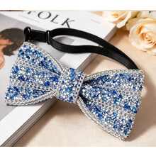 (BlueFlatBuckle)Glitzernde Fliege für Erwachsene für Modeveranstaltungen mit Plüschstruktur und Keramikakzenten