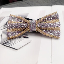 (PurpleFlatBuckle)Glitzernde Fliege für Erwachsene für Modeveranstaltungen mit Plüschstruktur und Keramikakzenten