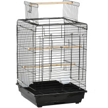 Cage à oiseaux en acier noir, 40x40x58 cm, avec plateau coulissant, pour canaris et petits oiseaux