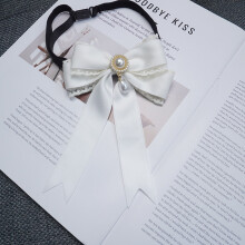 (WhiteBackStrap)Mädchen Spitze Fliege mit Perlenverzierungen für modische Accessoires Winter